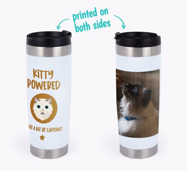 'Kitty Powered' - Photo Upload {breedCommonName} Travel Mug