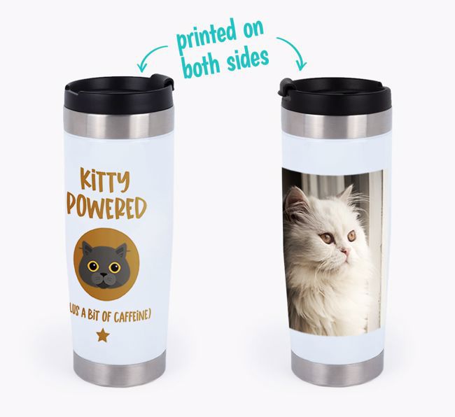 'Kitty Powered' - Photo Upload {breedCommonName} Travel Mug