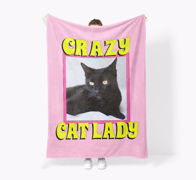 Crazy Cat Lady - {breedFullName} Photo Blanket: Premium Sherpa Fleece