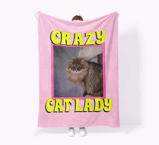 Crazy Cat Lady - {breedFullName} Photo Blanket: Premium Sherpa Fleece