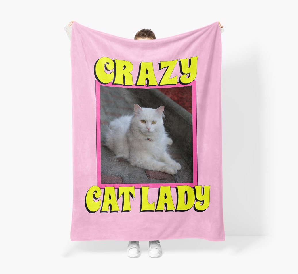 Crazy Cat Lady Photo Upload {breedFullName} Throw Blanket - Held by Person