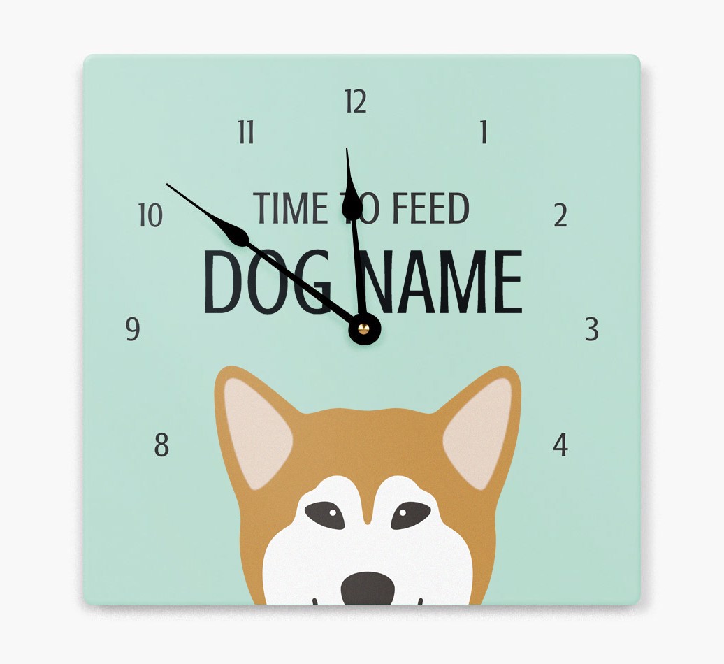 'Time To Feed...' - Personalised Wall Clock with {breedFullName} Icon