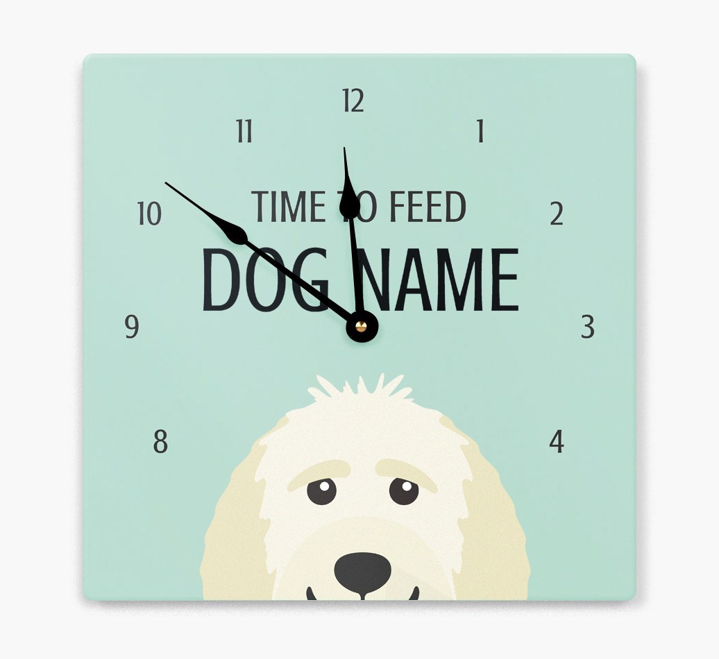 'Time To Feed...' - Personalized Wall Clock with {breedFullName} Icon