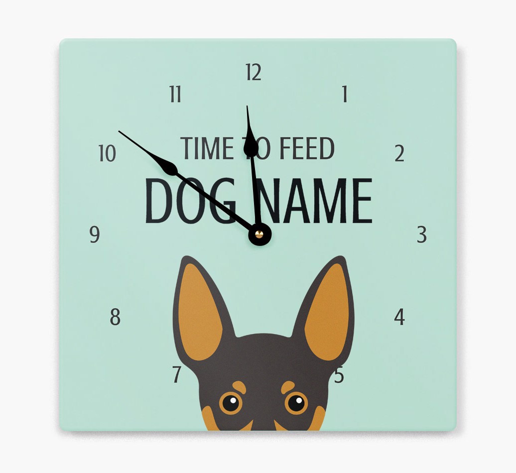 'Time To Feed...' - Personalised Wall Clock with {breedFullName} Icon