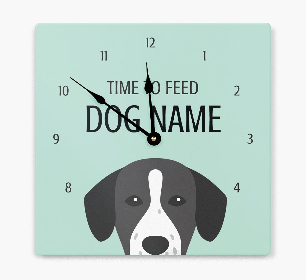 'Time To Feed...' - Personalised Wall Clock with {breedFullName} Icon