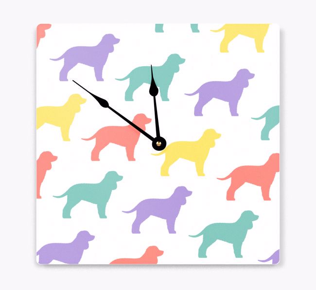 Dog Silhouette Pattern: Personalised {breedFullName} Wall Clock