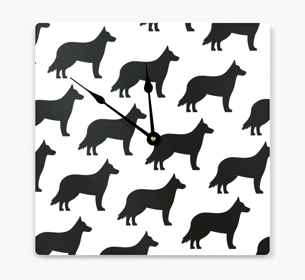 'Silhouette Pattern' - Personalized Wall Clock with {breedFullName} Icon