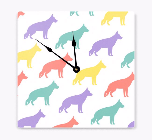 Dog Silhouette Pattern: Personalised {breedFullName} Wall Clock