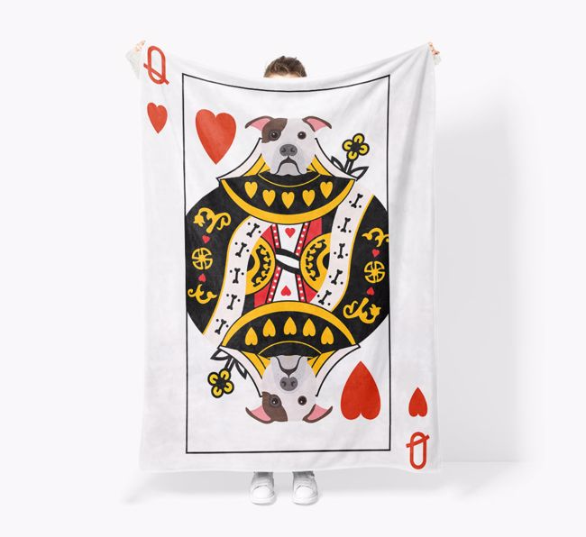 'Queen of Hearts' - Personalized {breedFullName} Blanket: Premium Sherpa Fleece