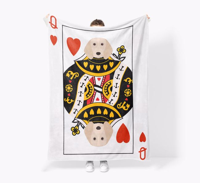 'Queen of Hearts' - Personalized {breedFullName} Blanket: Premium Sherpa Fleece