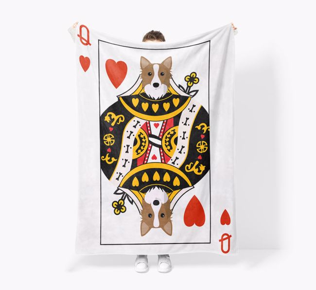 'Queen of Hearts' - Personalized {breedFullName} Blanket: Premium Sherpa Fleece