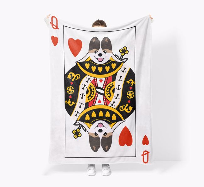 'Queen of Hearts' - Personalized {breedFullName} Blanket: Premium Sherpa Fleece