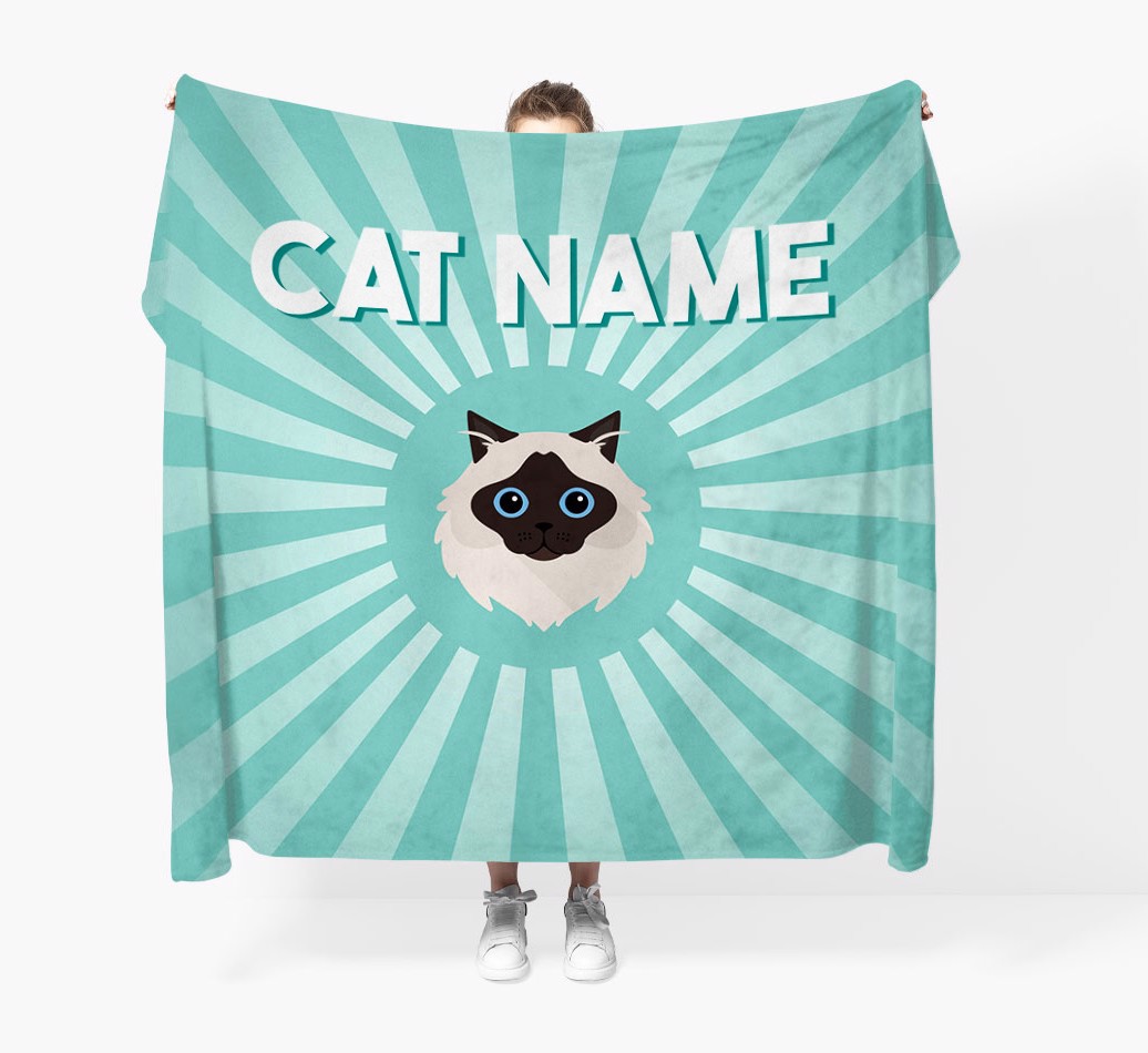 'Sun Rays' - Personalized {breedCommonName} Throw Blanket - Held by Person