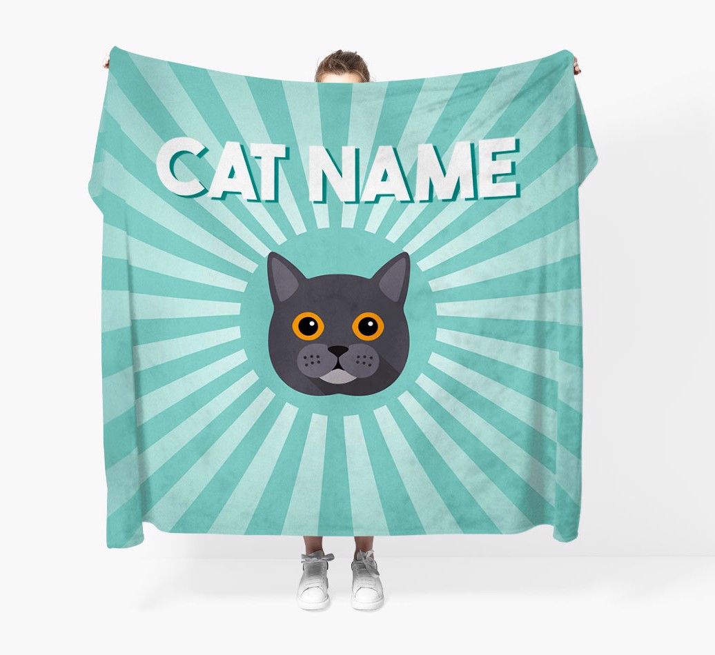 'Sun Rays' - Personalized {breedCommonName} Throw Blanket - Held by Person