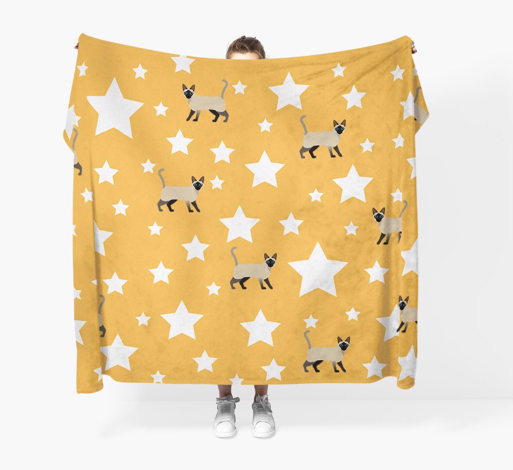 'Star Pattern' - Personalized {breedFullName} Throw Blanket - Held by Person