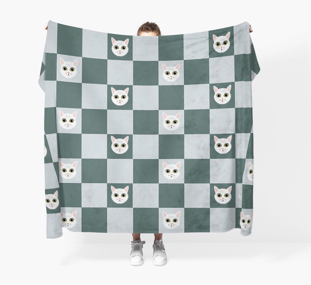 'Checkerboard' - Personalised Blanket - Held by Person