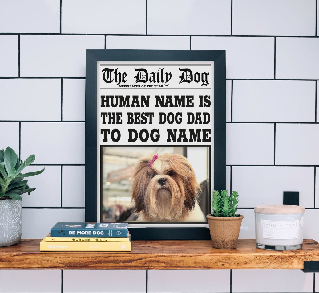 'The Daily Dog' - Personalised {breedFullName} Framed Print - black frame lifestyle