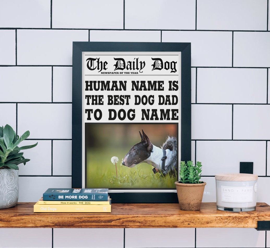 'The Daily Dog' - Personalised {breedFullName} Framed Print - black frame lifestyle