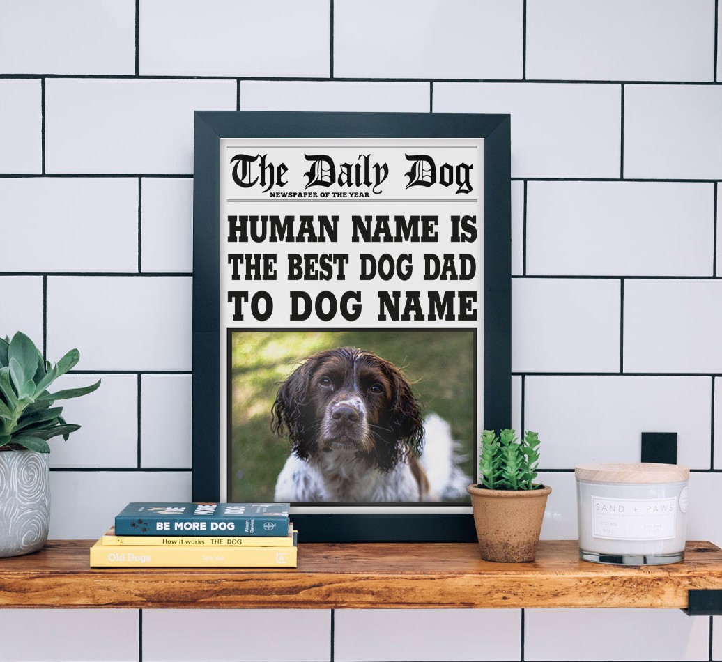 'The Daily Dog' - Personalised {breedFullName} Framed Print - black frame lifestyle