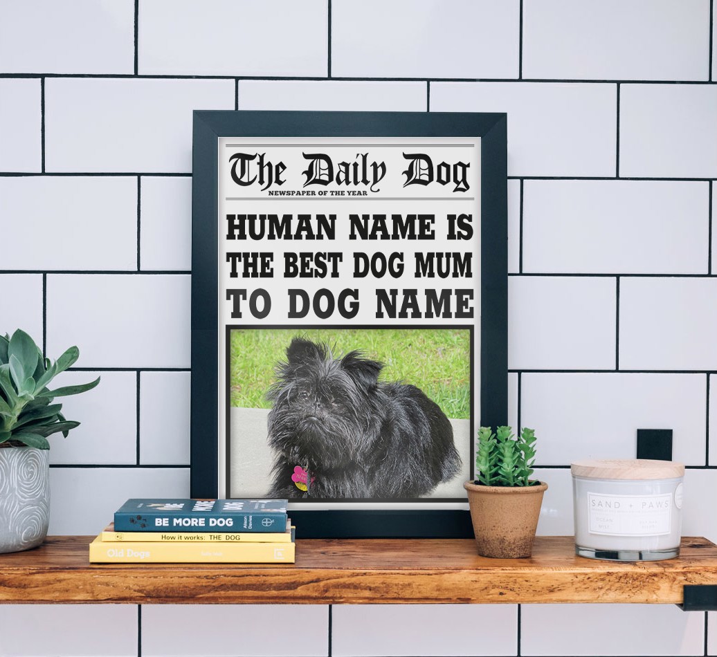 'The Daily Dog' - Best Dog Mum - Personalised {breedFullName} Framed Print  - black frame lifestyle