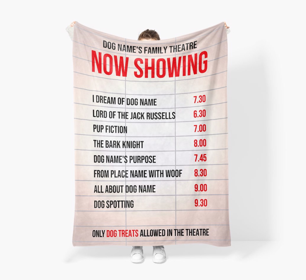 'Now showing in cinema' - Personalized Blanket - Held by Person