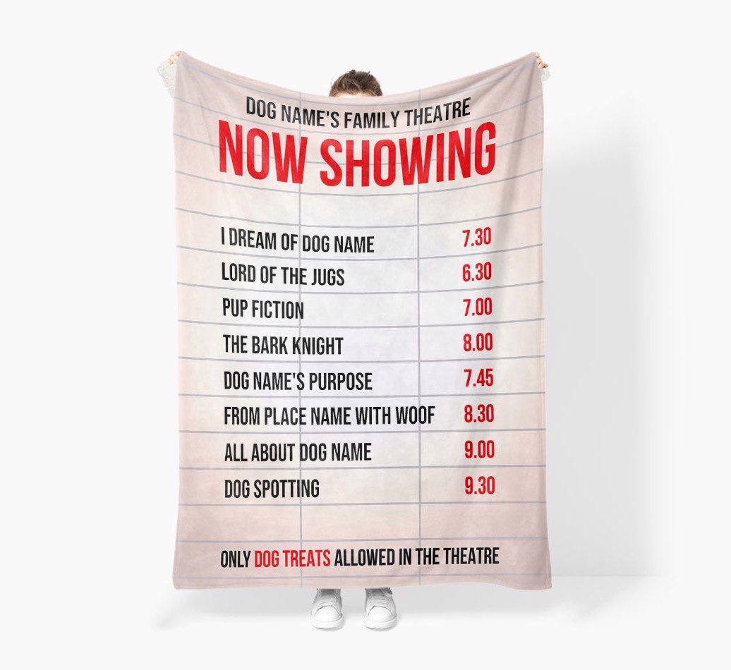 'Now showing in cinema' - Personalized Blanket - Held by Person