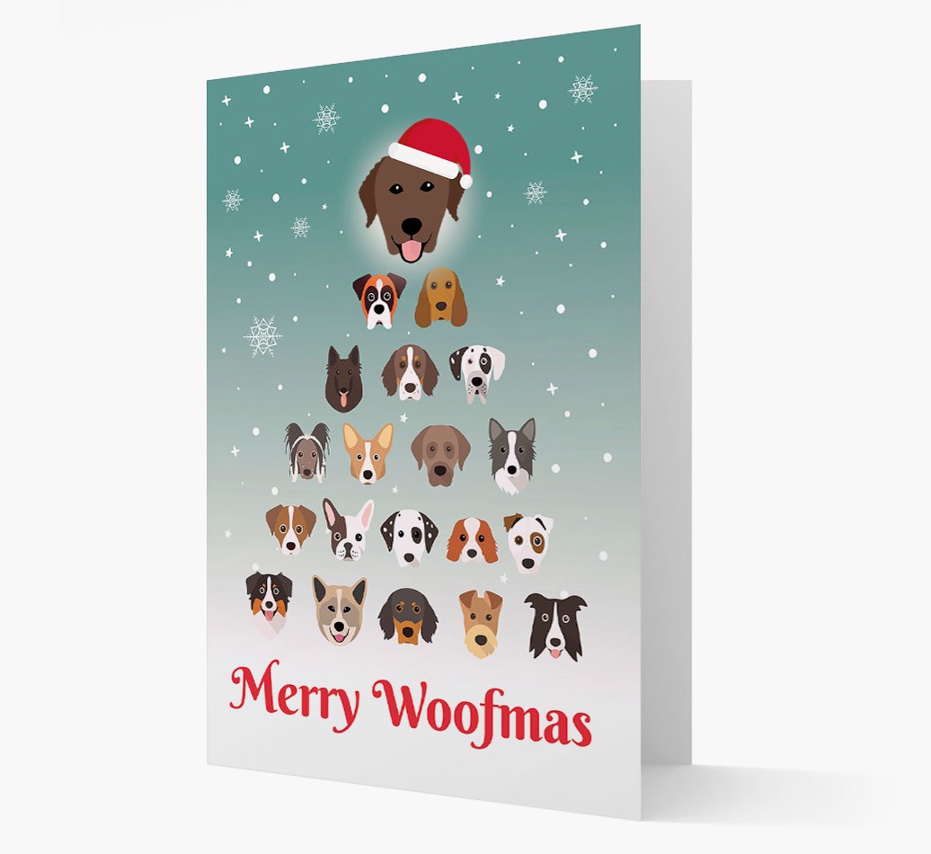 'Merry Woofmas' - Personalised {breedFullName} Christmas Card - front