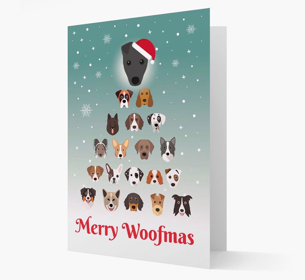 'Merry Woofmas' - Personalized {breedFullName} Christmas Card - front