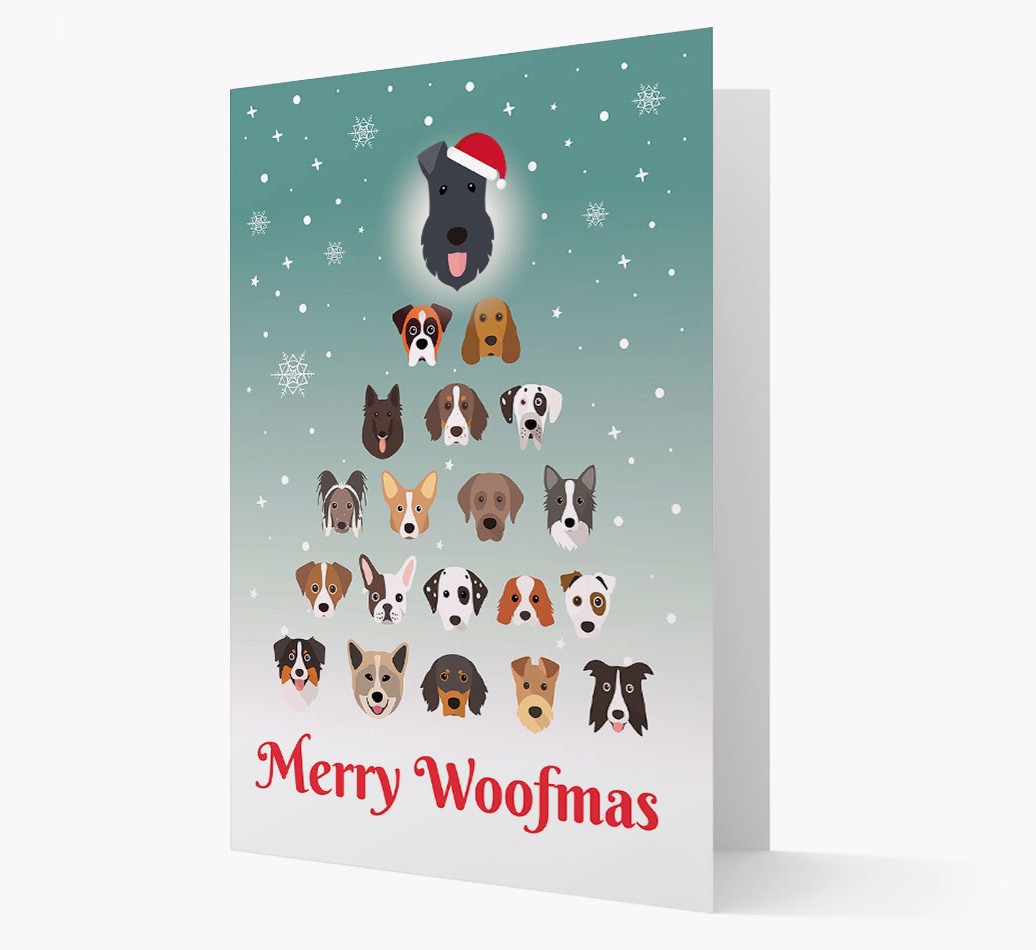 'Merry Woofmas' - Personalised {breedFullName} Christmas Card - front
