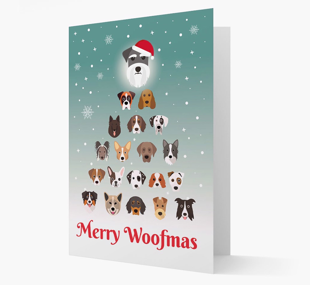 'Merry Woofmas' - Personalised {breedFullName} Christmas Card - front