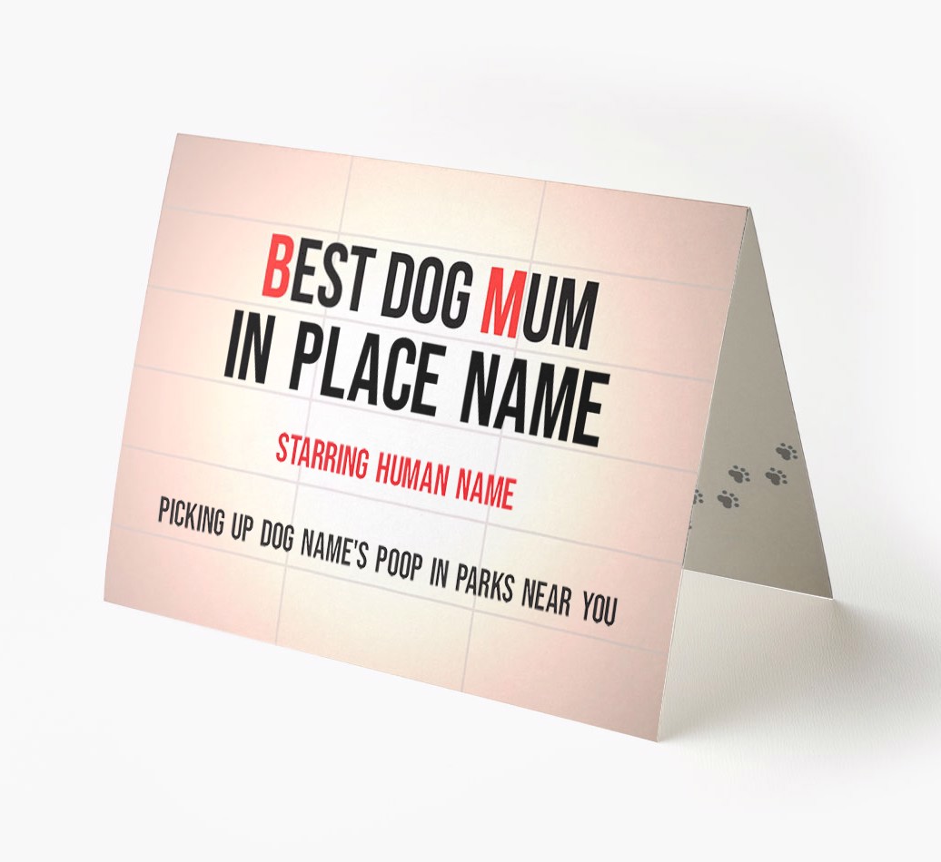 'Best Dog Mum Sign' - Personalised {breedFullName} Card