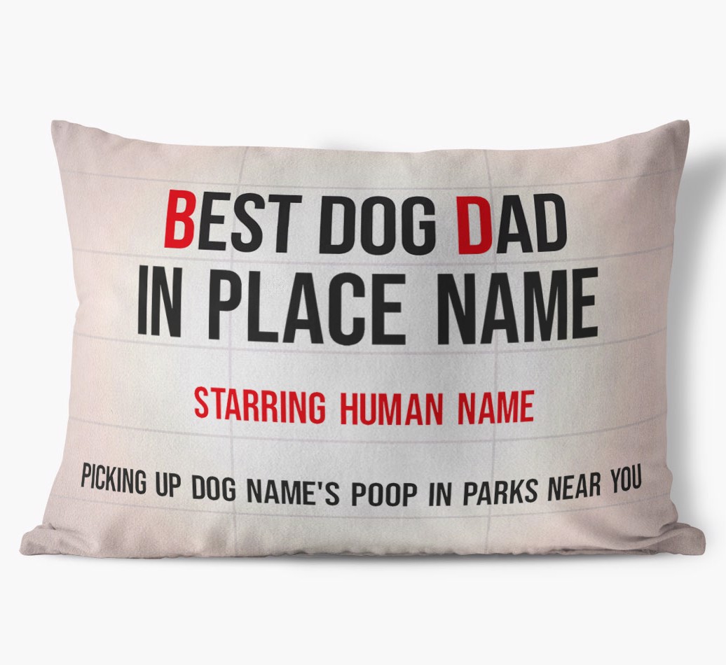 'Best Dog Dad' Sign - Personalised {breedFullName} Soft Touch Cushion