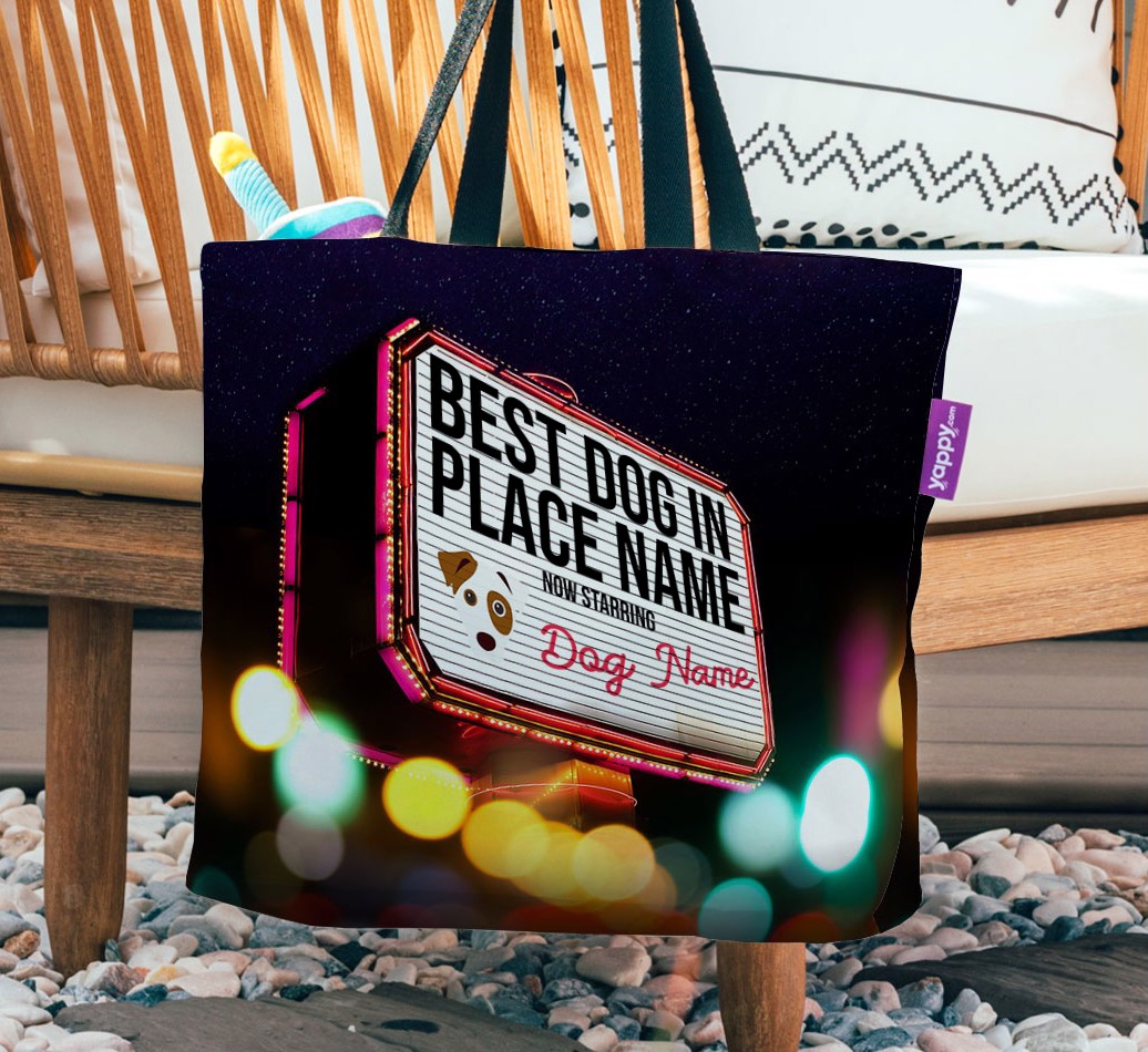 Best Dog in Town: Personalised {breedFullName} Canvas Bag - hanging on a chair