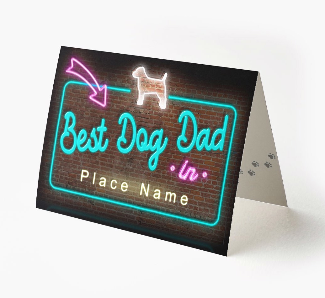 'Best Dog Dad in Neon Lights' - Personalised {breedFullName} Card
