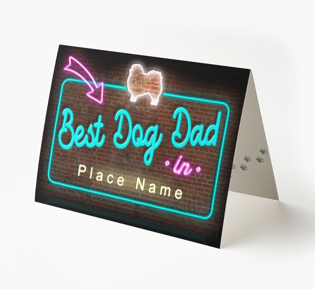 'Best Dog Dad in Neon Lights' - Personalised {breedFullName} Card
