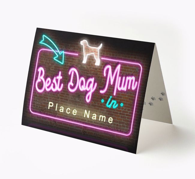 'Best Dog Mum in Neon Lights' - Personalised {breedFullName} Card