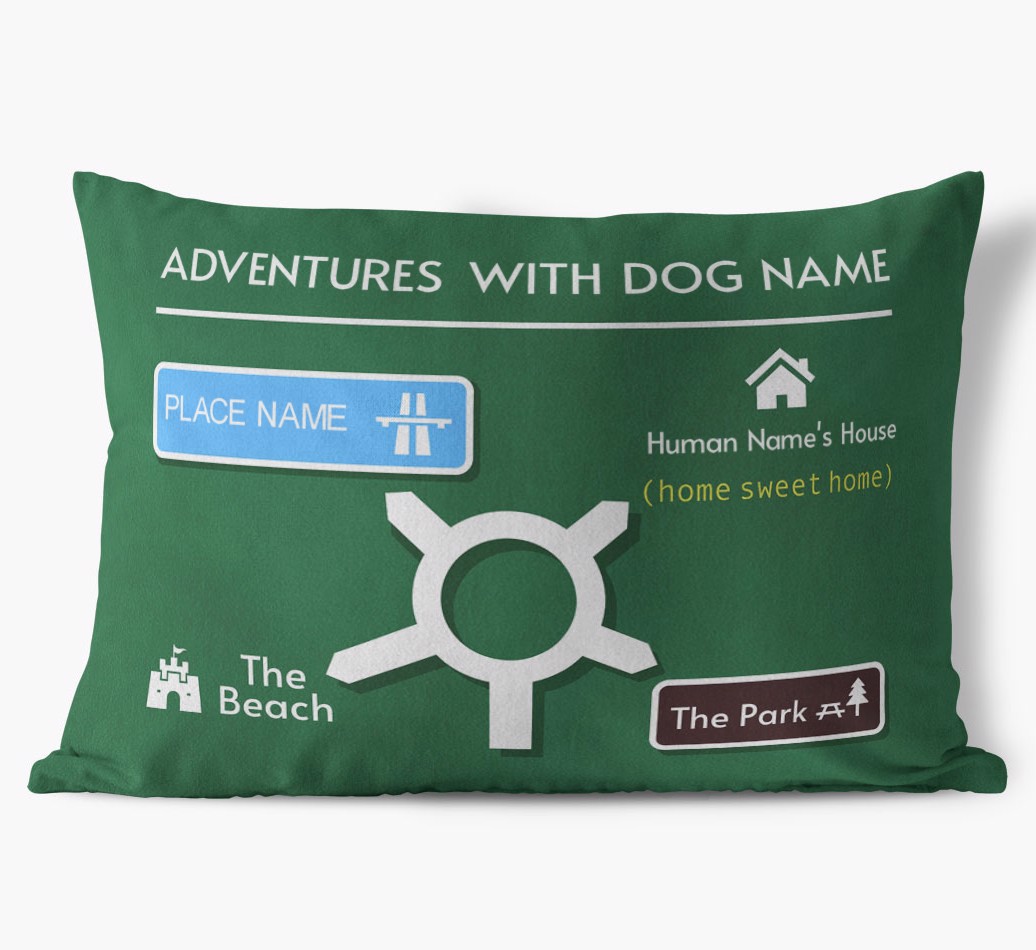 'Road Sign to Home' - Personalised {breedFullName} Soft Touch Cushion