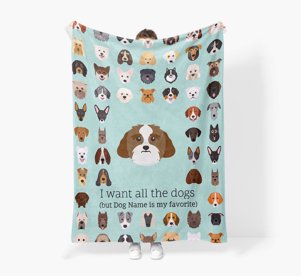 'All The Dogs' - Personalized Blanket - Held by Person