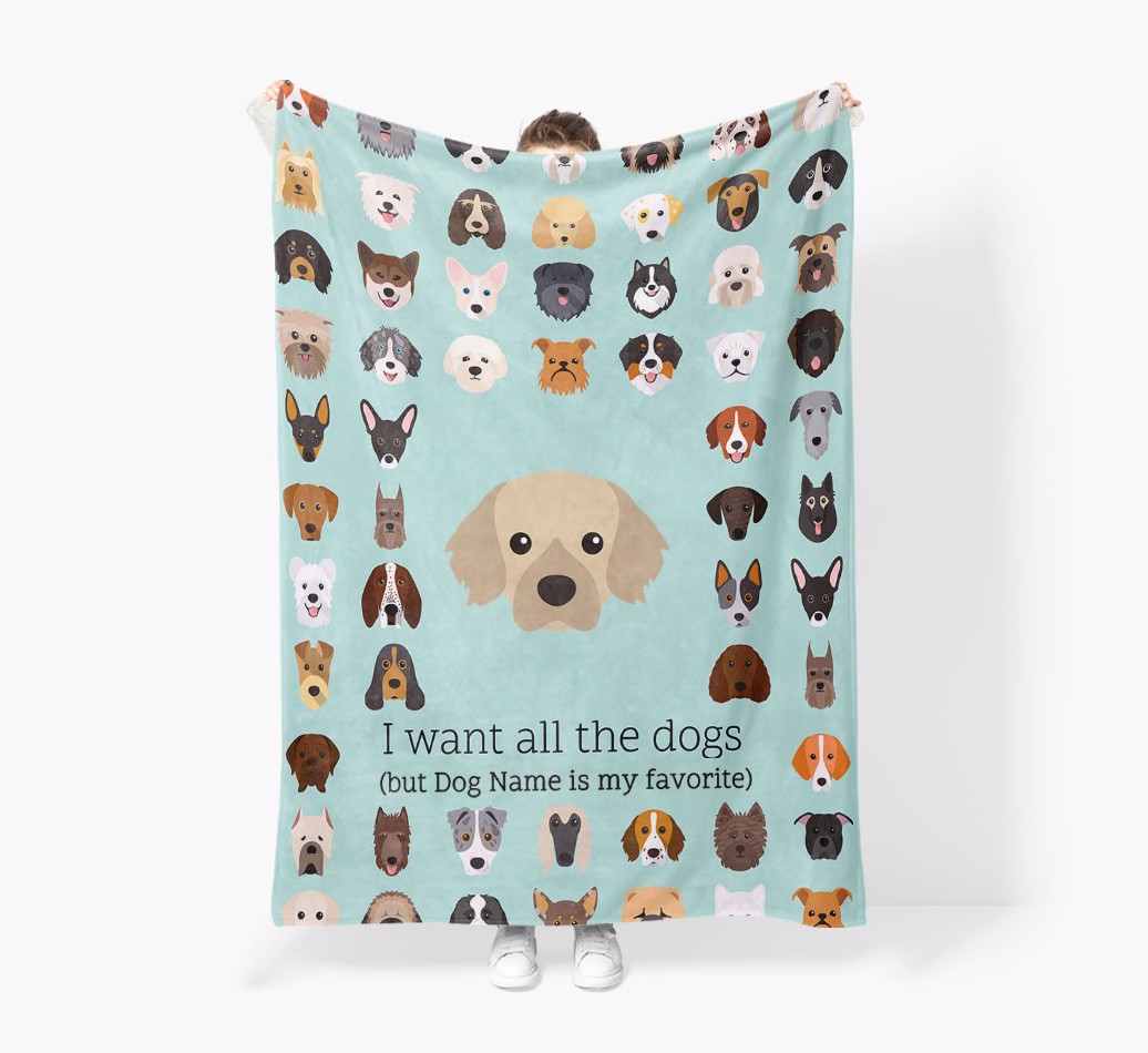 'All The Dogs' - Personalized Blanket - Held by Person