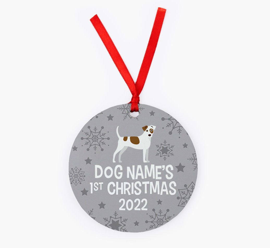 First Christmas 2022: Personalized {breedFullName} Christmas Decoration - Front