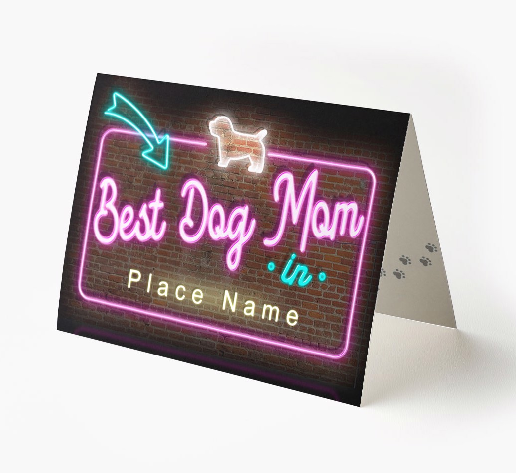 'Best Dog Mum in Neon Lights' - Personalized {breedFullName} Card
