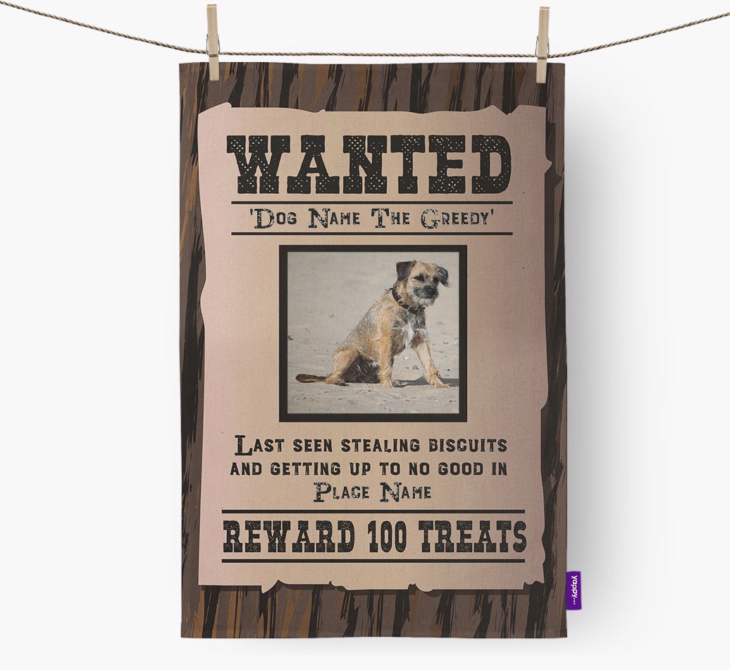 'Wanted Poster' - {breedFullName} Photo Upload Tea Towel
