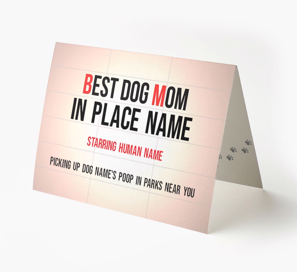 'Best Dog Mom Sign' - Personalized {breedFullName} Card