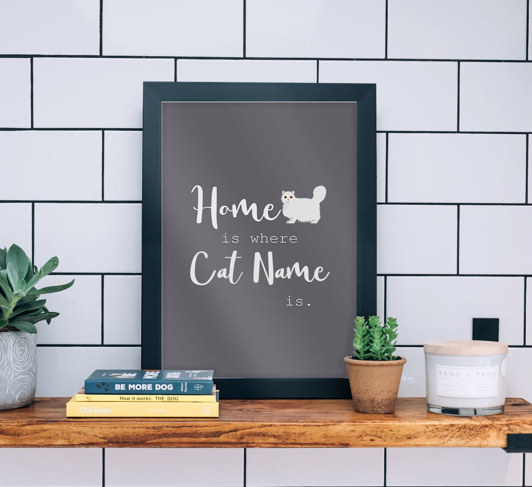 'Home Is Where' - Personalised Framed Print - black frame lifestyle