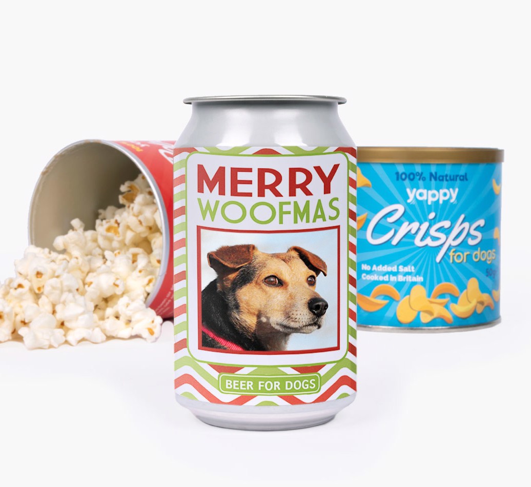 'Merry Woofmas' - Personalised Photo Upload {breedFullName} Beer Bundle