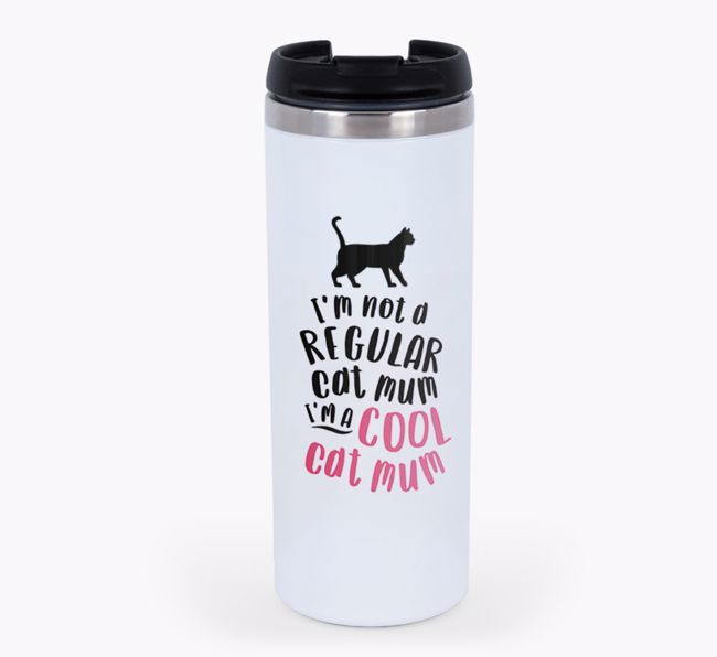 'Cool Cat Mum' - Personalised {breedCommonName} Travel Mug