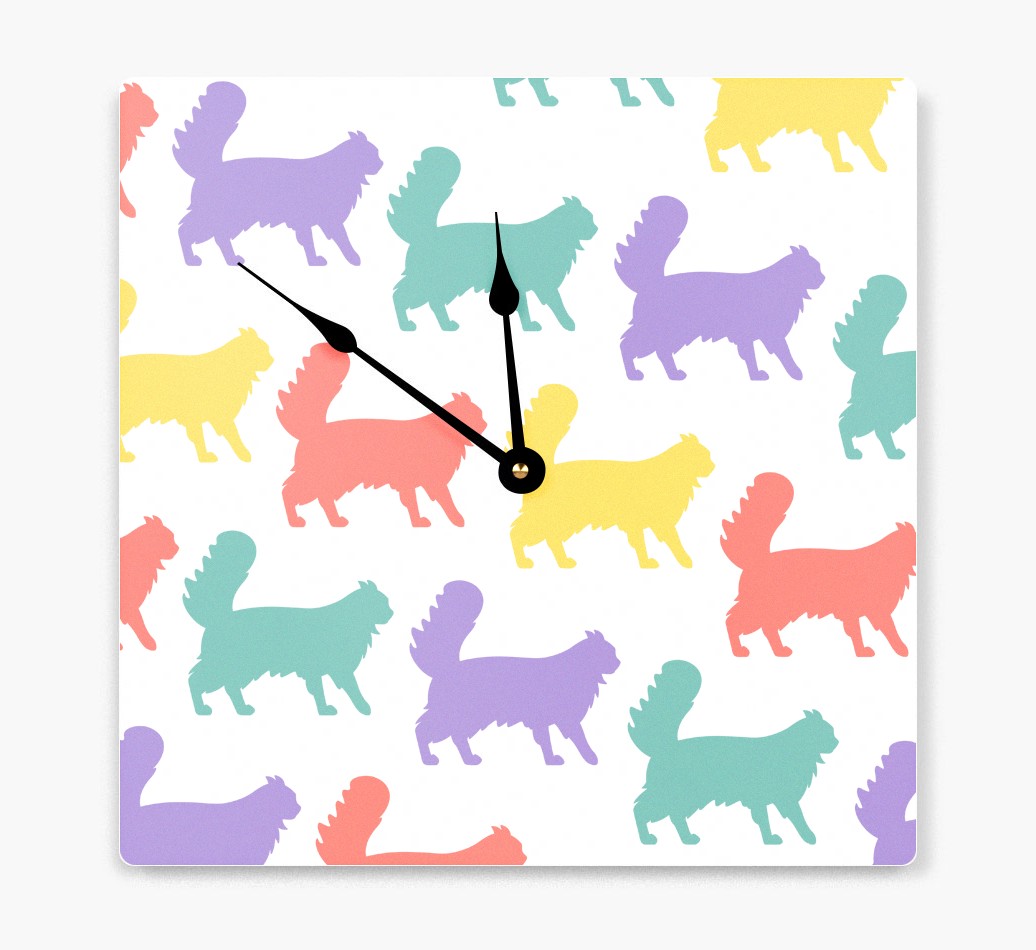 'Silhouette Pattern' - Personalised Wall Clock with {breedFullName} Icon