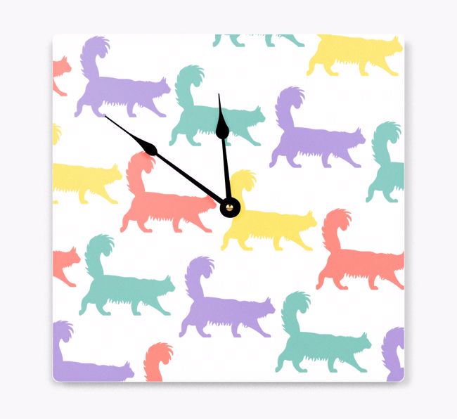 Cat Silhouette Pattern: Personalized {breedCommonName} Wall Clock
