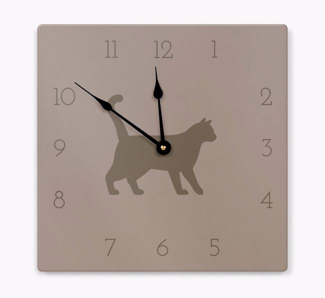 Cat Silhouette : Personalised {breedCommonName} Wall Clock