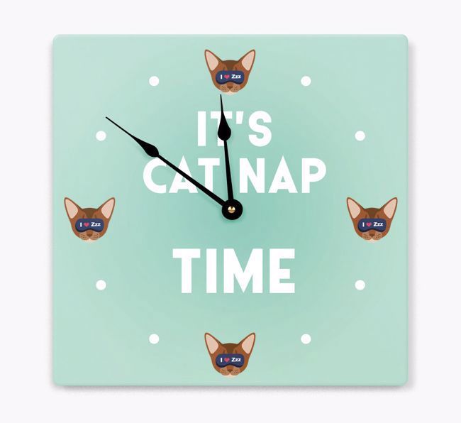 Cat Nap Time: Personalised {breedCommonName} Wall Clock